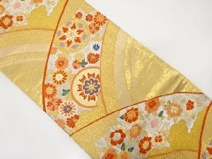 アンティーク　変わり青海波に花模様織り出し袋帯(材料)